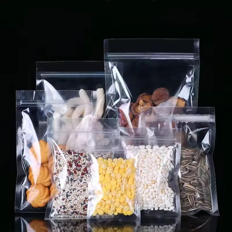 TRANSPARENT ZIPPER FOOD PACKAGING POUCHES